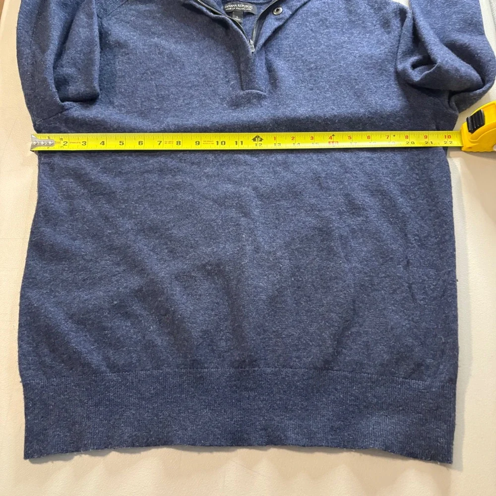 Banana Republic Mens Italian Yarn Quarter Zip Sweater Blue Large Mock Neck Knit